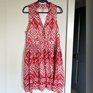 temperley london button down blue and red patterned sleeveless sundress